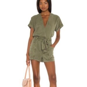 YFB CLOTHING Axel Romper Cadet Pigment Green Tie Belt Shorts